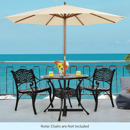 Giantex Bistro Table, Cast Aluminum Round Dining Table, 36” Tabletop 2” Umbrella Pole Hole, Weather Resistant for Outdoor Garden Poolside Backyard Patio (Red Copper)
