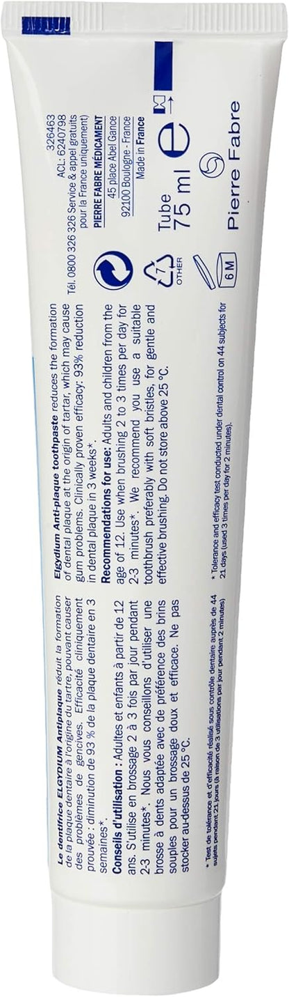 Pierre FABRE ORAL CARE Elgydium Toothpaste Antiplaque 75 ml Pack of 2