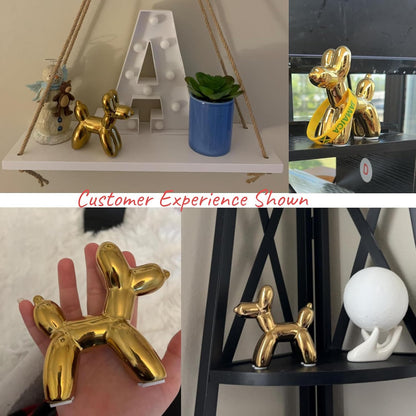 Notakia Cute Golden Electroplating Ceramics Balloon Dog Statue Crafts Living Room Desktop Decorations,Handmade Modern Small Ceramic Animal Statue Ornament Home Decor Accents