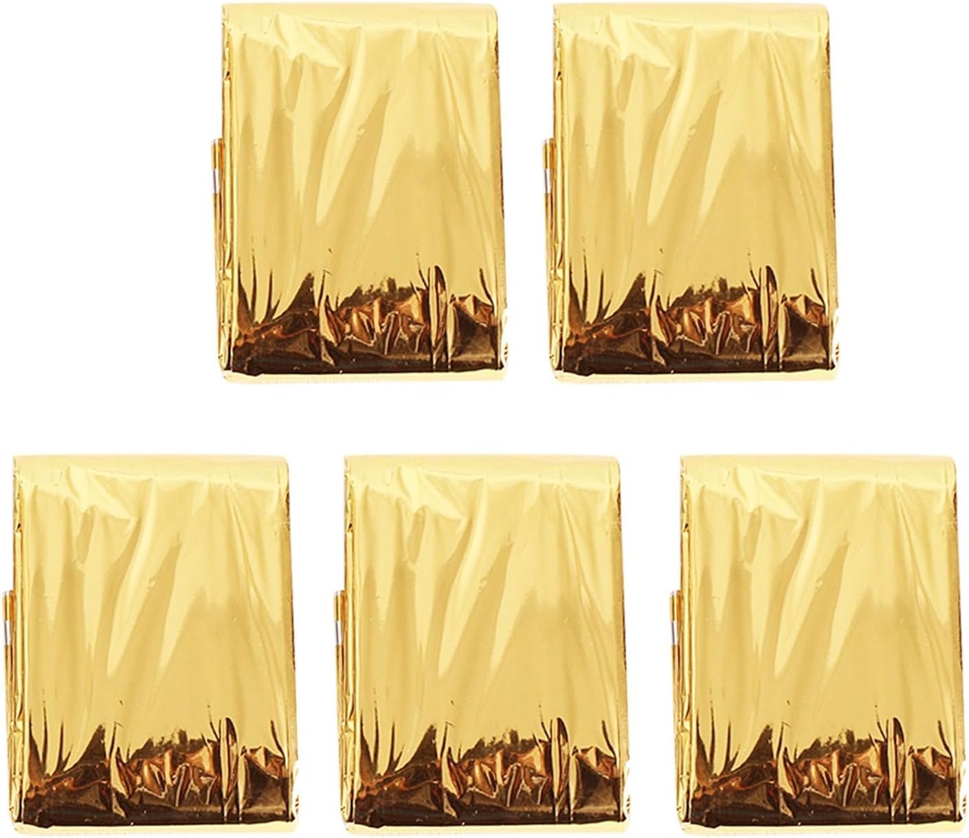 Emergency Blanket Survival Blanket Thermal Reflective Camping Blanket for Outdoor Emergency Rescue (gold-5pcs)