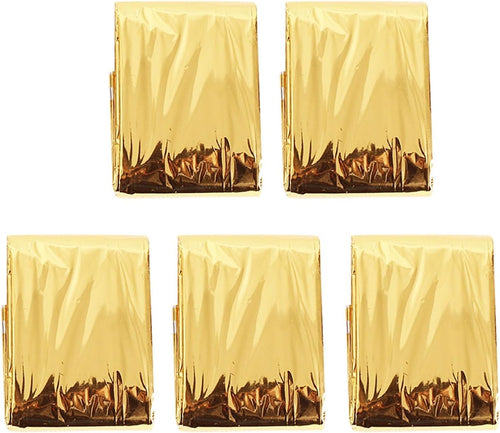 Emergency Blanket Survival Blanket Thermal Reflective Camping Blanket for Outdoor Emergency Rescue (gold-5pcs)