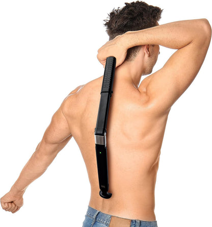 Groom Essentials Electric Back Shaver for Men | 150° Extension, Extendable Handle, Multi-Functional Shaver for Back | Travel-Friendly, Foldable Design (Rechargeable, Extended)
