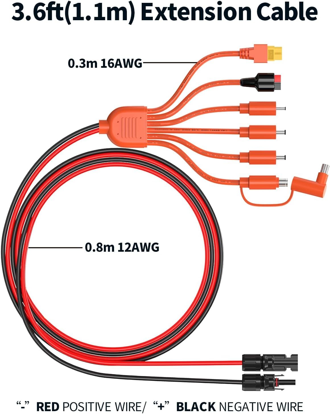 Tonton 7-in-1 Solar Panel Connector, MC-4 Solar Connector Cable to DC 8mm XT60 Anderson Adapters, for EF ECOFLOW River & Delta Series, Jacker Explorer, BLUETTI Portable Power Station, Solar Panel