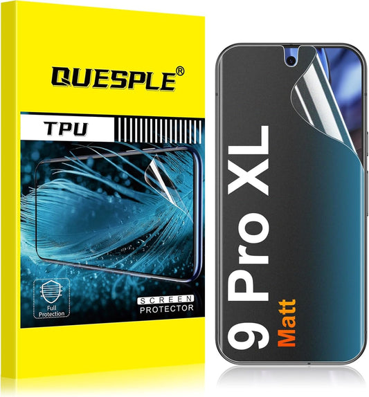 QUESPLE 2 Pack for Google Pixel 9 Pro XL Anti-Glare Matte TPU Screen Protector 6.8 Inch, Smooth and Responsive Touch Screen Protector Film for Gamming, [Support Fingerprint Unlock] [Self-Healing] [Not Glass]