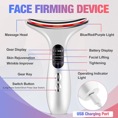 Face Massager for Neck Face, 3 Intensities Face Lifting Device, 4 Modes Face Firming Device for Neck Face, Portable Neck Face Beauty Device for Lifts and Tightens Skin, Firm Smooth, Black