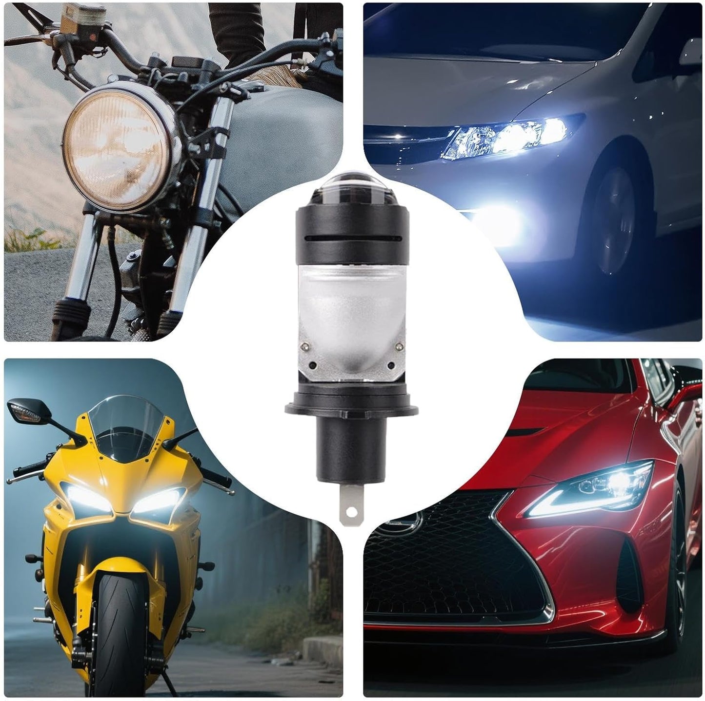 Ghjkldha Motorcycle LED Lights, Driving Light Kit, High Brightness Output, Direct Plug-In Design, Motorbike Accessory, Ideal for Safe Riding and Long Distance Travel
