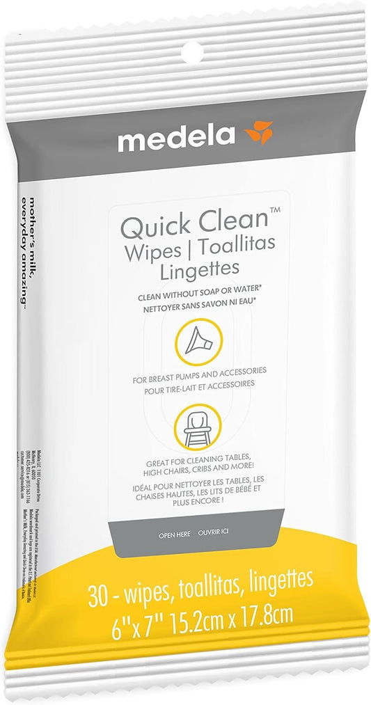 MEDELA Quick Clean Wipes, Hygienic, Pack of 30, White