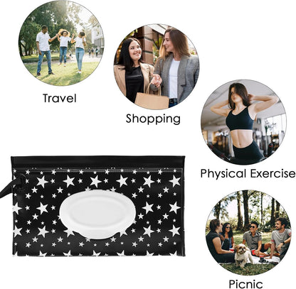 2 Pcs Portable EVA Wipes Bag - Stylish and Practical for Outings, Travel, and Outdoor Sports Wipes Dispenser (Black x 1, White x 1)
