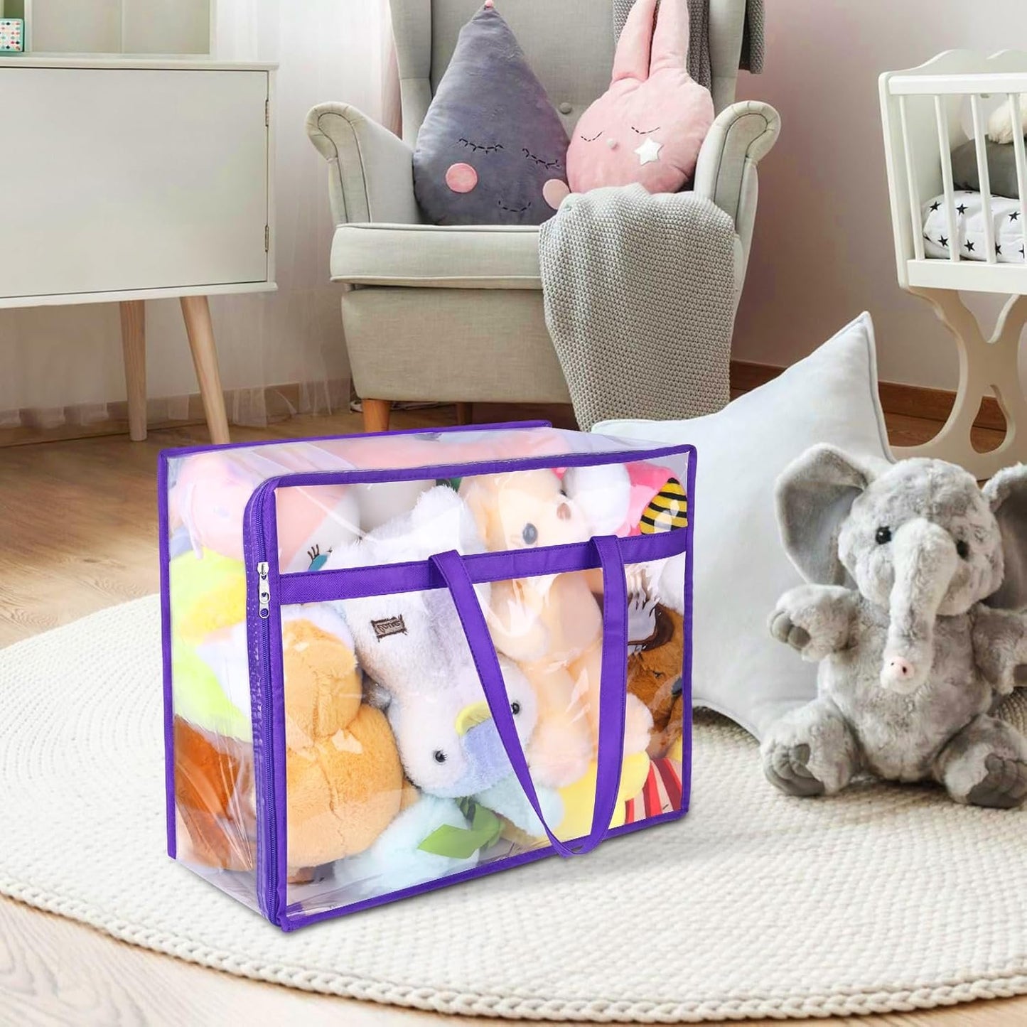 4 Pack Clear Zippered Storage Bags for Clothes, Closet Organizers and Storage Bag for Bedding, Linen, Blankets, Comforters, Clothes & Toys Multi Purpose & Space Saver PVC Organizers