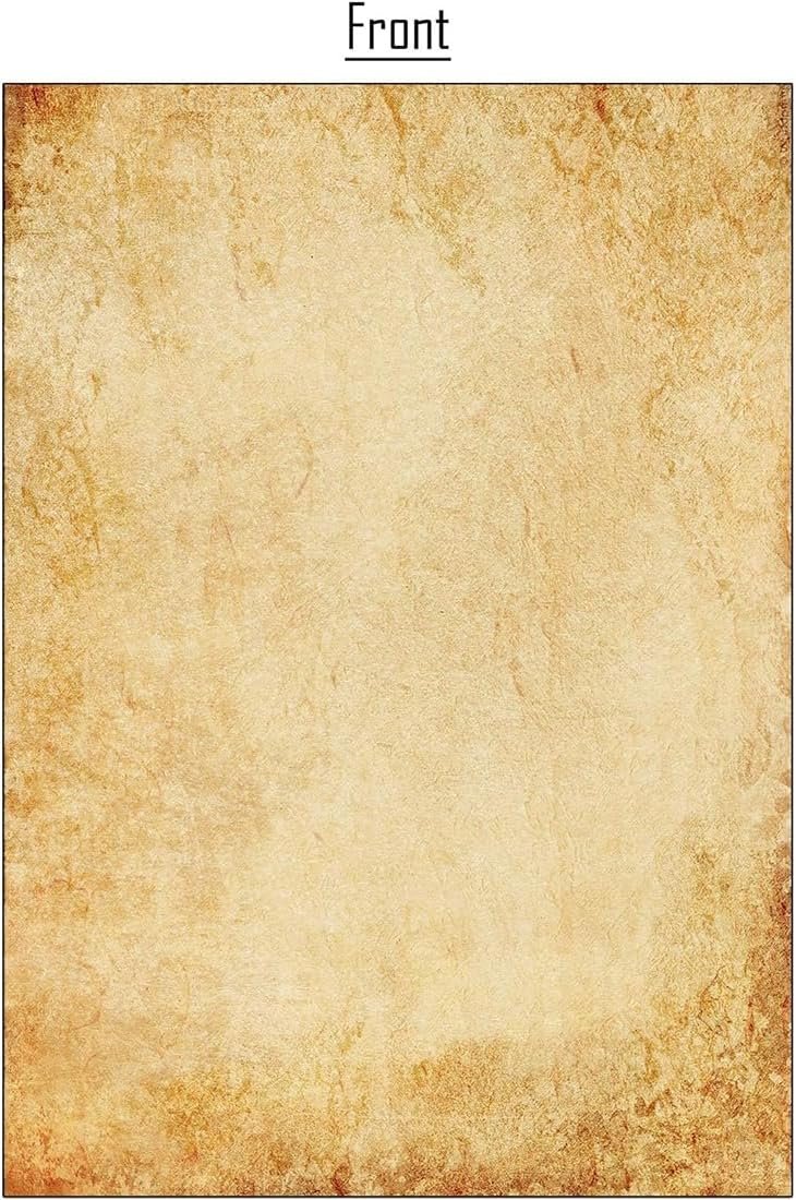 50 Sheets Vintage Design Paper, Old Looking Stationery Paper, Aged Antique Old Fashion Parchment Paper, Double Sided A4 Printing Writing Paper for Vintage Invitation Letters Crafts