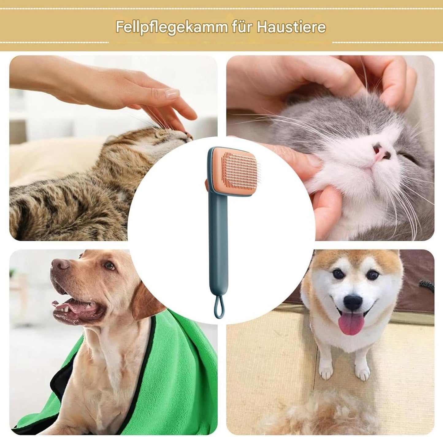 Pennello per gatti per il tacco dei capelli corti, spazzola per capelli di gatto – Spazzola per cani per la forfora – Pet Cleaner – Massaggiaggio – Cura degli attrezzi – Pettine regolabile spazzola