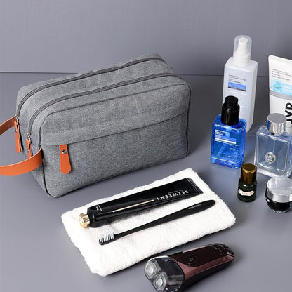 Kallsi Toiletry Bag for Men and Women, Portable Travel Shaving Dopp Kit Water-Resistant Storage Bag, Organizer Cosmetic Bags for Accessories, Grey