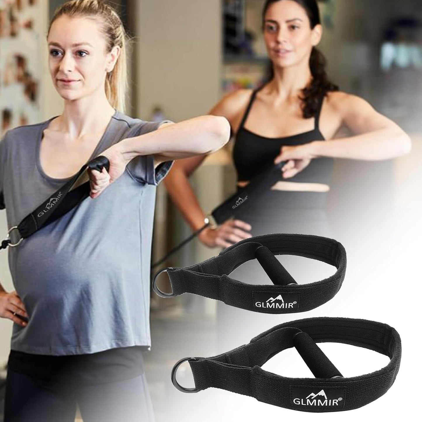 GLMMIR Pilates Double Loop Straps for Pilates Reformer, Fitness Metal D Ring Straps Handle, Pilates Accessories Yoga Wristbands Exercise Straps Pilates Accessories for Workout 2 PCS