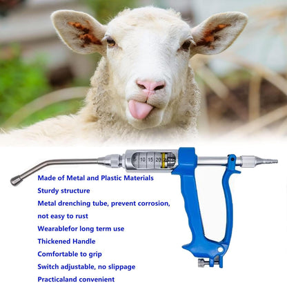 30ML Adjustable Veterinary Metal Feeding Gun, Continuous Drench Gun Continuous Dosing Device Veterinary Medicine Dispenser Husbandry Autonomous Feeding Tool, for Pig Cow, Sheep, Horse