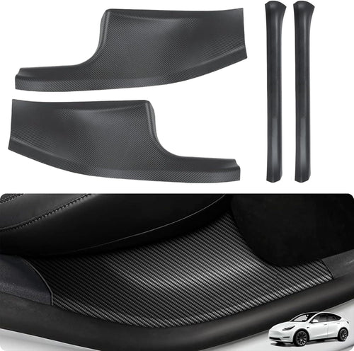 4PCS Door Sill Protector, Full Set Door Sill Protector Compatible with Model Y 5 Seater Interior Accessory 3D Carbon Fiber, Anti-dust Pads Protector Cover Black（Not for 7 Seater）