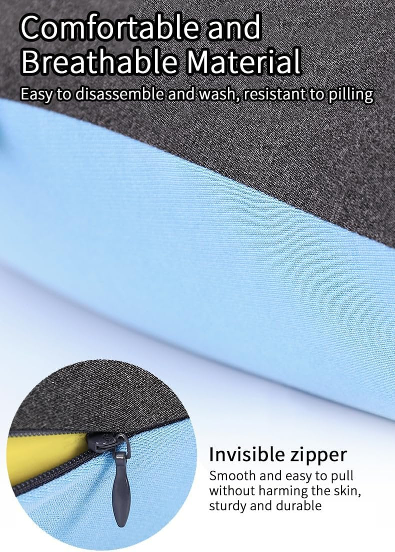 QUMOX Lumbar Support Pillow, Memory Foam Back Cushion Backrest for Car Seat, Office Chair, Computer Chair, Wheelchair and Recliner Ergonomic Design (Blue)