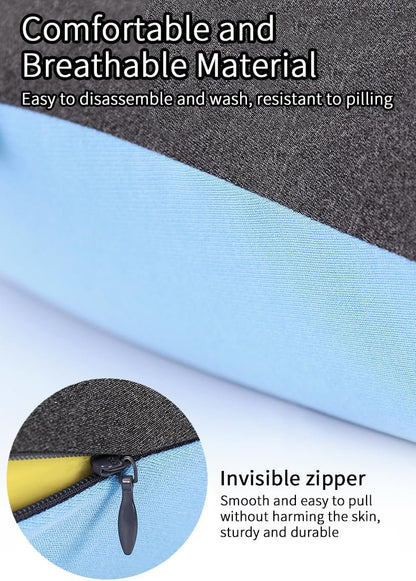 QUMOX Lumbar Support Pillow, Memory Foam Back Cushion Backrest for Car Seat, Office Chair, Computer Chair, Wheelchair and Recliner Ergonomic Design (Blue)