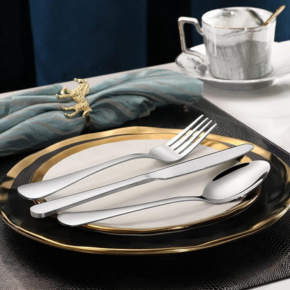 Silverware Cutlery Set,20-Piece Stainless Steel Flatware Set,Modern Tableware Utensils Set for 4 Include Knife/Fork/Spoon,Mirror Polished,Dishwasher Safe