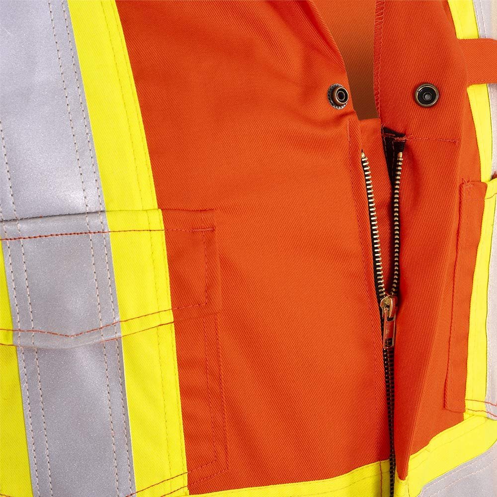 Pioneer Easy Boot Access UL ARC 2 Flame Resistant Work Coverall, Lightweight High Visibility Premium Cotton Nylon, Orange, 48, V2540650-48