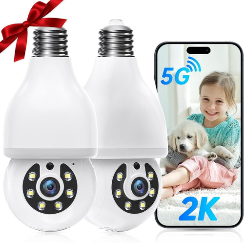 Light Bulb Security Camera 5G/2.4G,WiFi Bulb Security Cameras Wireless Outdoor, 2K Light Bulb Camera, AI Motion Detection Cameras for Home Security Outdoor,Smart Security Camera Compatible with Alexa