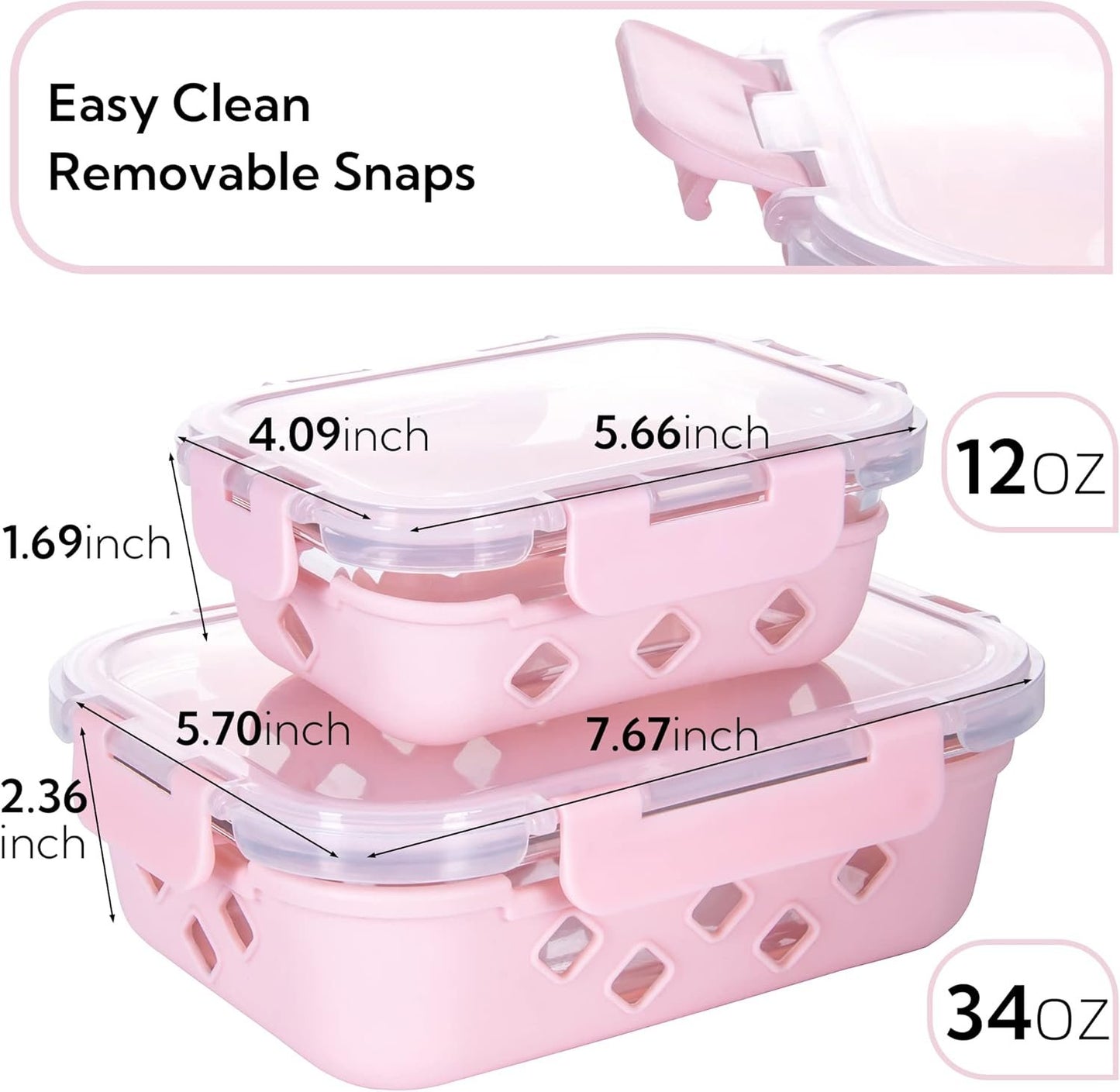 YARYOUNG 10 Pack Glass Meal Prep Containers with Removable Silicone Sleeves,Food Storage Container Set with Airtight Lids (34oz+12oz)