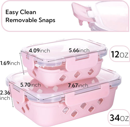 YARYOUNG 10 Pack Glass Meal Prep Containers with Removable Silicone Sleeves,Food Storage Container Set with Airtight Lids (34oz+12oz)