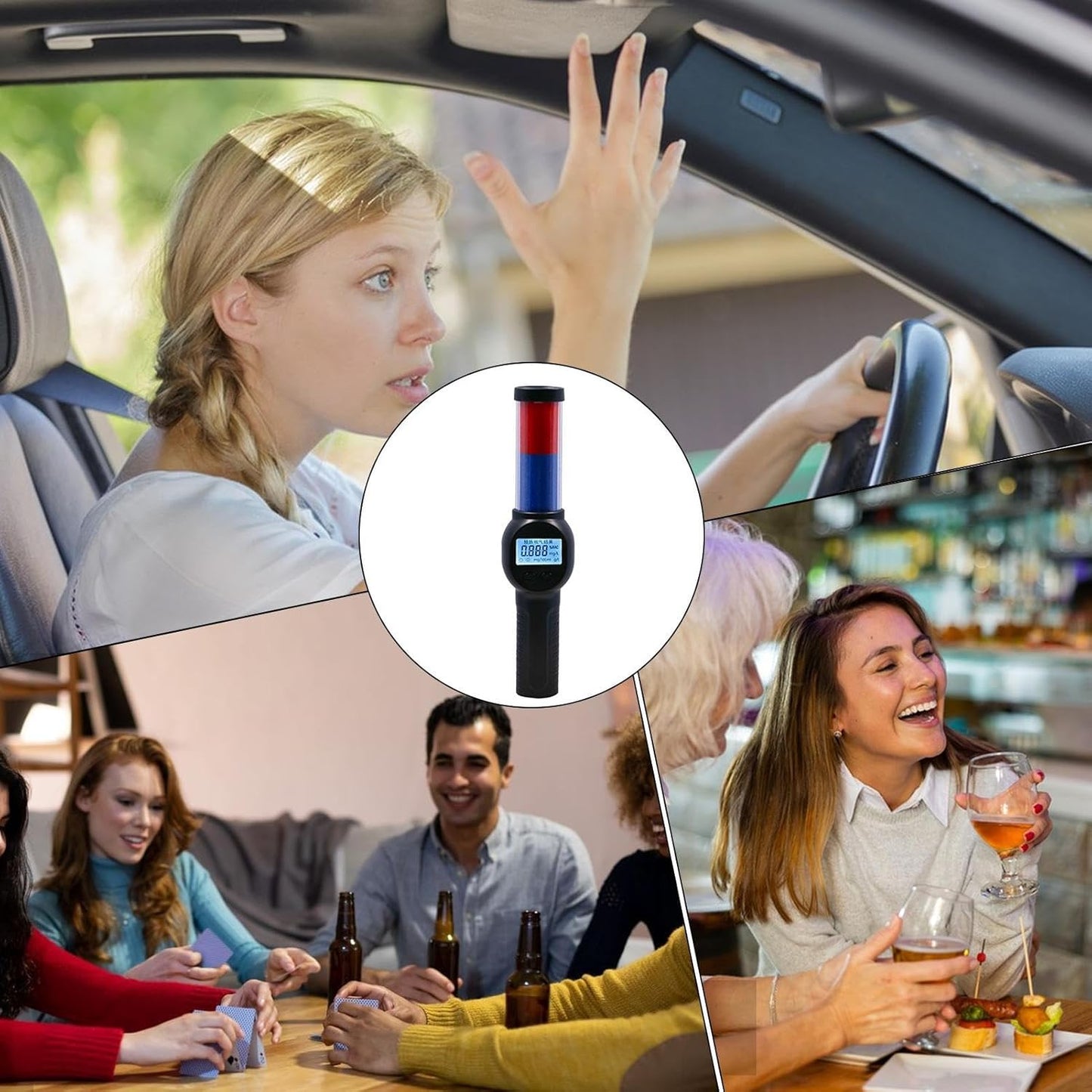 Alcohol Breathalyzer Tester, Digital Display Detector, 1.18×5.91 Inch Professional Rechargeable Device, Driving Home Monitoring Tool for Women Men Safety Analysis and Detection