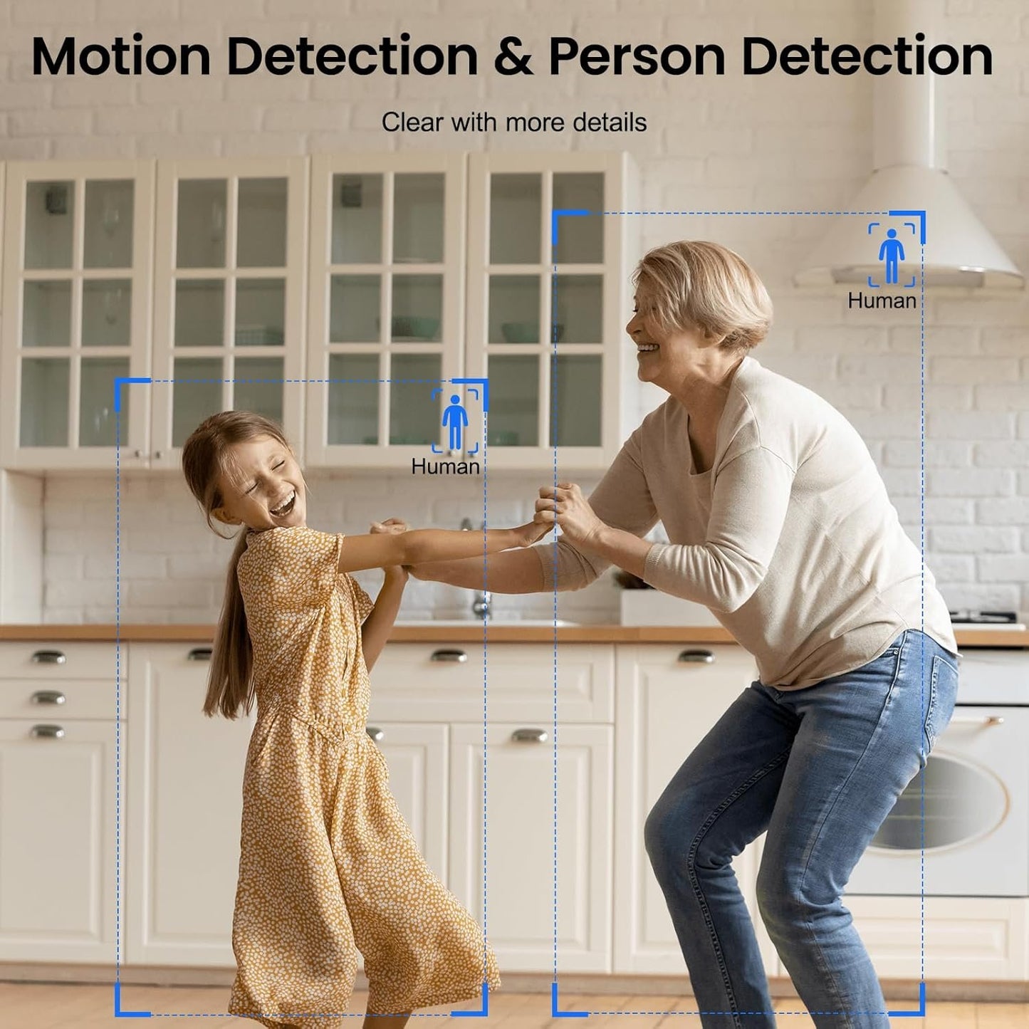 2K Security Camera Indoor-360 Cameras for Home Security and One-Tap Call, Elderly/Cat/Baby/Nanny, Motion Alert, Intelligent Tracking, 2.4GHz WiFi Only, Work with Alexa/Google Home, K7 2Pack