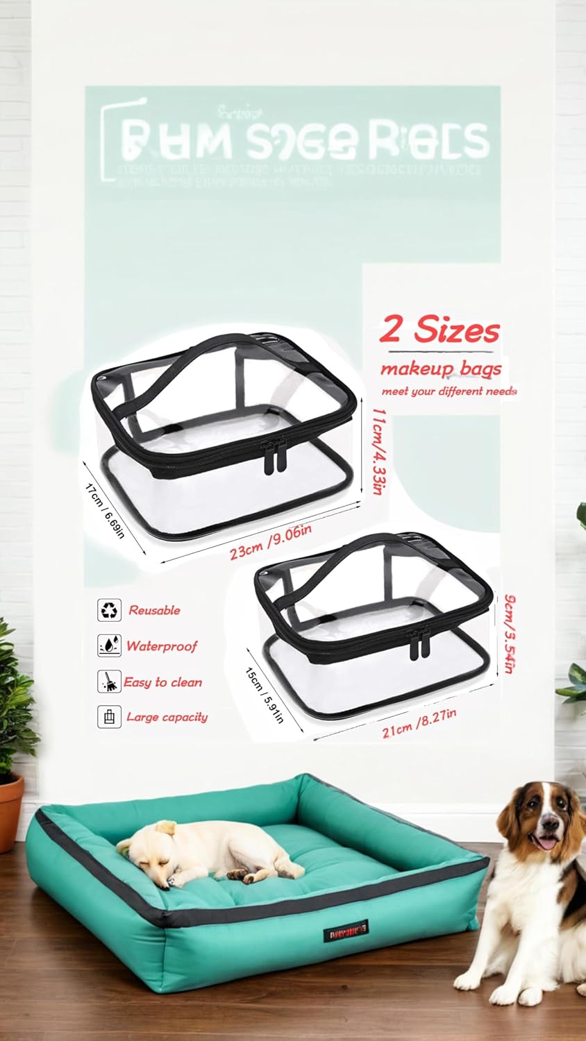 Honwor Travel Essential: 2-Pack Clear Waterproof Toiletry Bags with Handle & Zipper - Stay Organized & Stylish On-The-Go