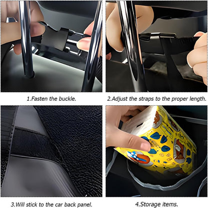 XINLIYA Car Trunk Organizer, Auto Waterproof Sturdy Backseat Hanging Large Storage Collapsible Cargo Bag with Anti-Slip Adjustable Strip&4 Pockets, Car Interior Accessories for Man Woman（White/Gray）