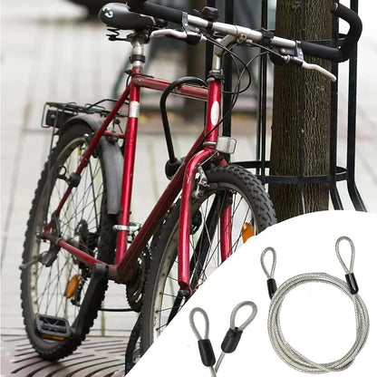 Bike Lock, Security Cable with Loops 6.56 Ft 2.5mm Dia, Braided Steel Coated Luggage Security Cable, Steel Cable with Loops for Luggage, Bike, Fences Etcï¼ˆSilverï¼‰
