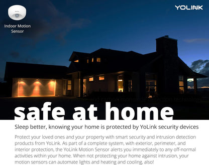 YoLink SpeakerHub & Two Motion Sensor Smart Home Starter Kit – Audio Hub Plays Tones/Sounds, Spoken Messages, LoRa-Powered ¼ Mile Range