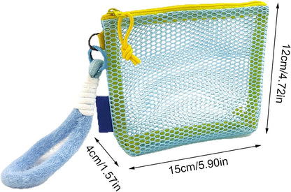 Clear Travel Makeup Bag, Lightweight Toiletry Organizer with Net Pockets 5,90inch, Portable Cosmetic Bag for Daily Use, Gym, Car, Honeymoon, Vacation, Hiking, Dorm, Hotel
