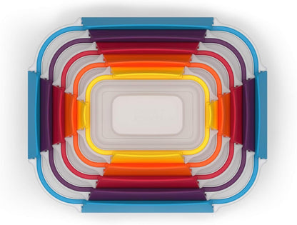 Joseph Joseph Nest Lock Plastic BPA Free Food Storage Container Set with Lockable Airtight Leakproof Lids, 10-Piece, Multi-Color