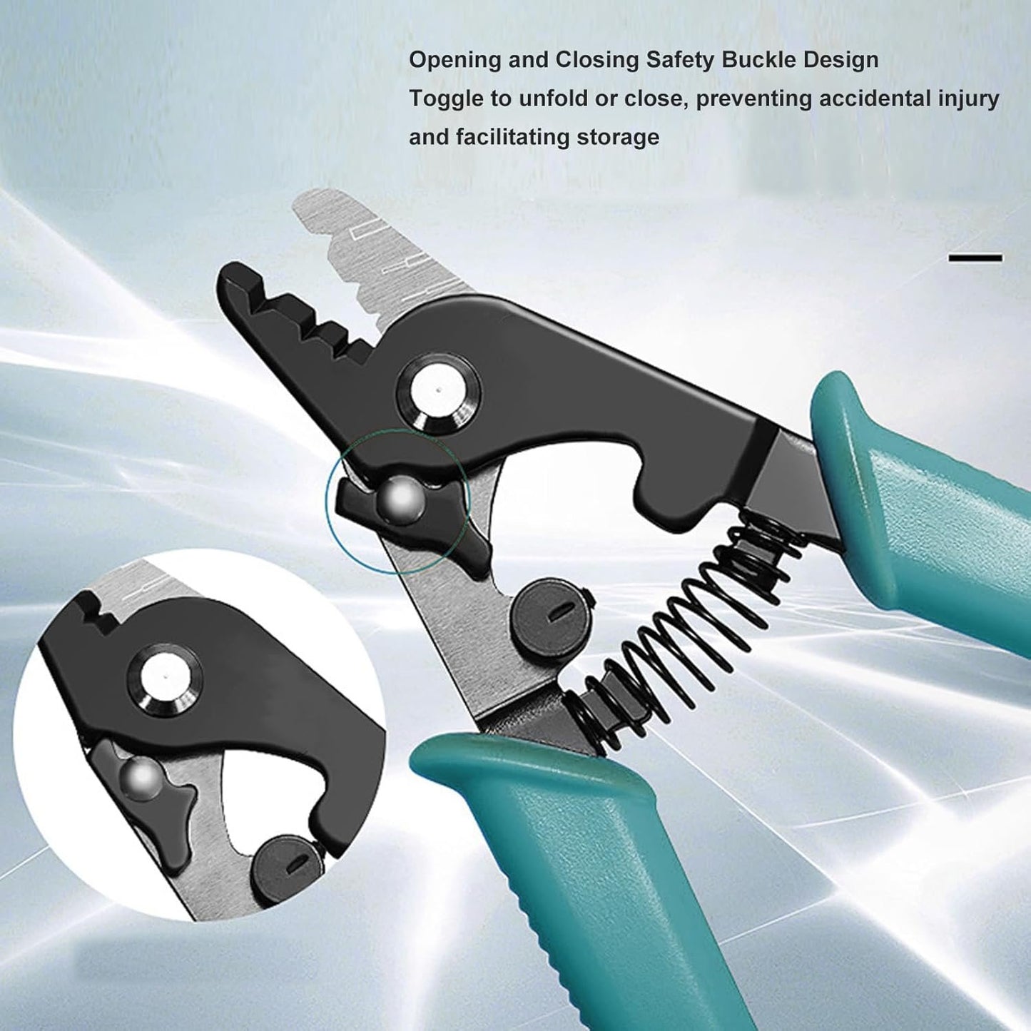 VELATEMOR 3 Hole Fiber Stripper, Quick & Accurate Optic Fiber Stripping Tool with Safety Lock, Automatic Reset Spring, Ergonomic Design, Long Lasting for Electrical Work