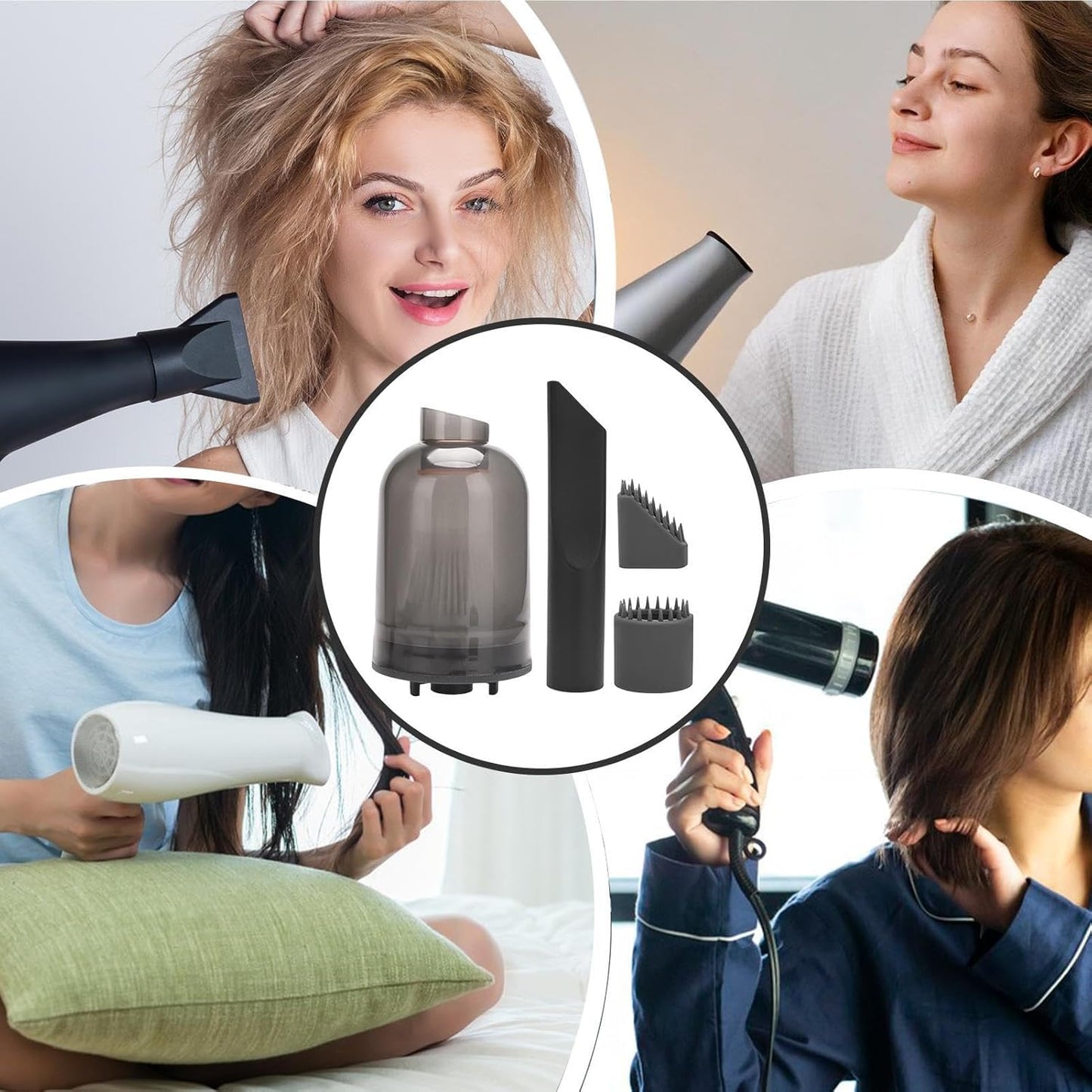 Générique Hair Dryer Vacuum Attachments, Dryer Vacuum Dust Extractor Kit, Multifunctional Dust Collection Accessories for Blow Dryers, Essential Dust Collector for Hair Drying and Cleaning