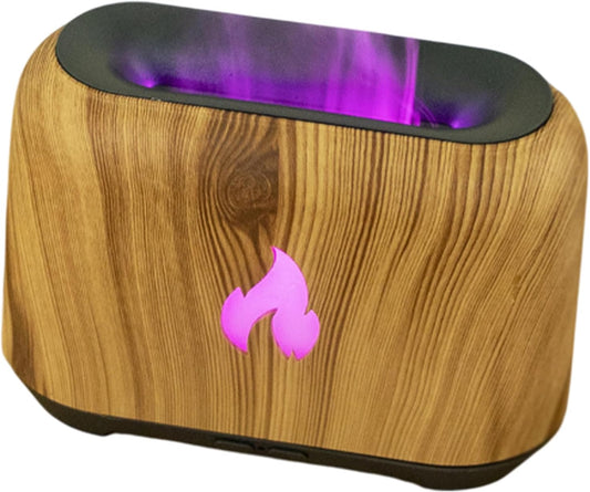 Multicolor LED Flame Mist Humidifier and Aromatherapy Diffuser - Ultra-Quiet 150ml USB-Powered Cool Mist Humidifier with 7-Color Light Effects for Bedroom, Office, Home, and Car
