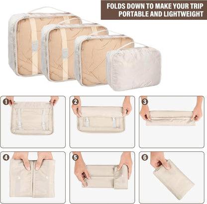 Dokeno 8 Pieces Suitcase Organizer Set, Space Saving Travel Organizer, Travel Cube System, Travel Organizer for Clothes, Shoes, Cosmetics, Travel Backpack Organizer, for Vacation and Travel (Grey)