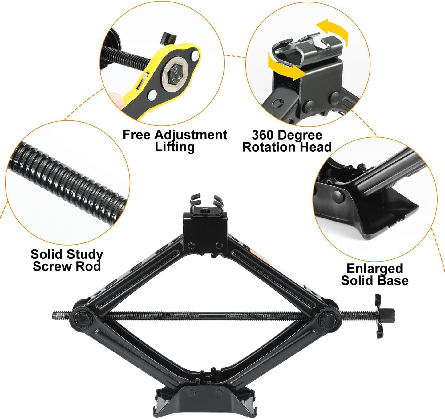 2 Tons (4409 lbs) Scissor Car Jack Kit, Universal Car Emergency Kit with Lug Wrench & Ratchet, Portable Tire Change Kit Perfect for Auto, SUV, MPV Tire Changes & Repairs, Heavy Duty Material