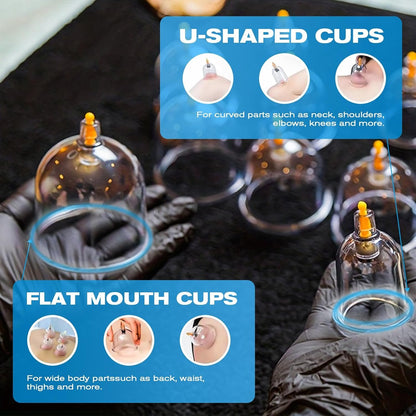 New Cupping Set - Multifunctional Cupping Therapy Kit for Massage, Professional Chinese Vacuum Cupping with Magnets, Cellulite & Muscle Pain Relief, Includes Manual Pump (13 Cups)