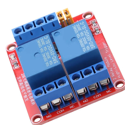 2 Channel Relay Module Optocoupler Isolation High Low Level Trigger for Home Automation (5V)