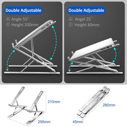 Laptop Stand Kamoon Portable Adjustable Tablet Computer Stand Aluminum Alloy Folding Laptop Stand Compatible MacBook Air Pro, HP More 10-15.6" Laptops & Tablet (Silver-2)