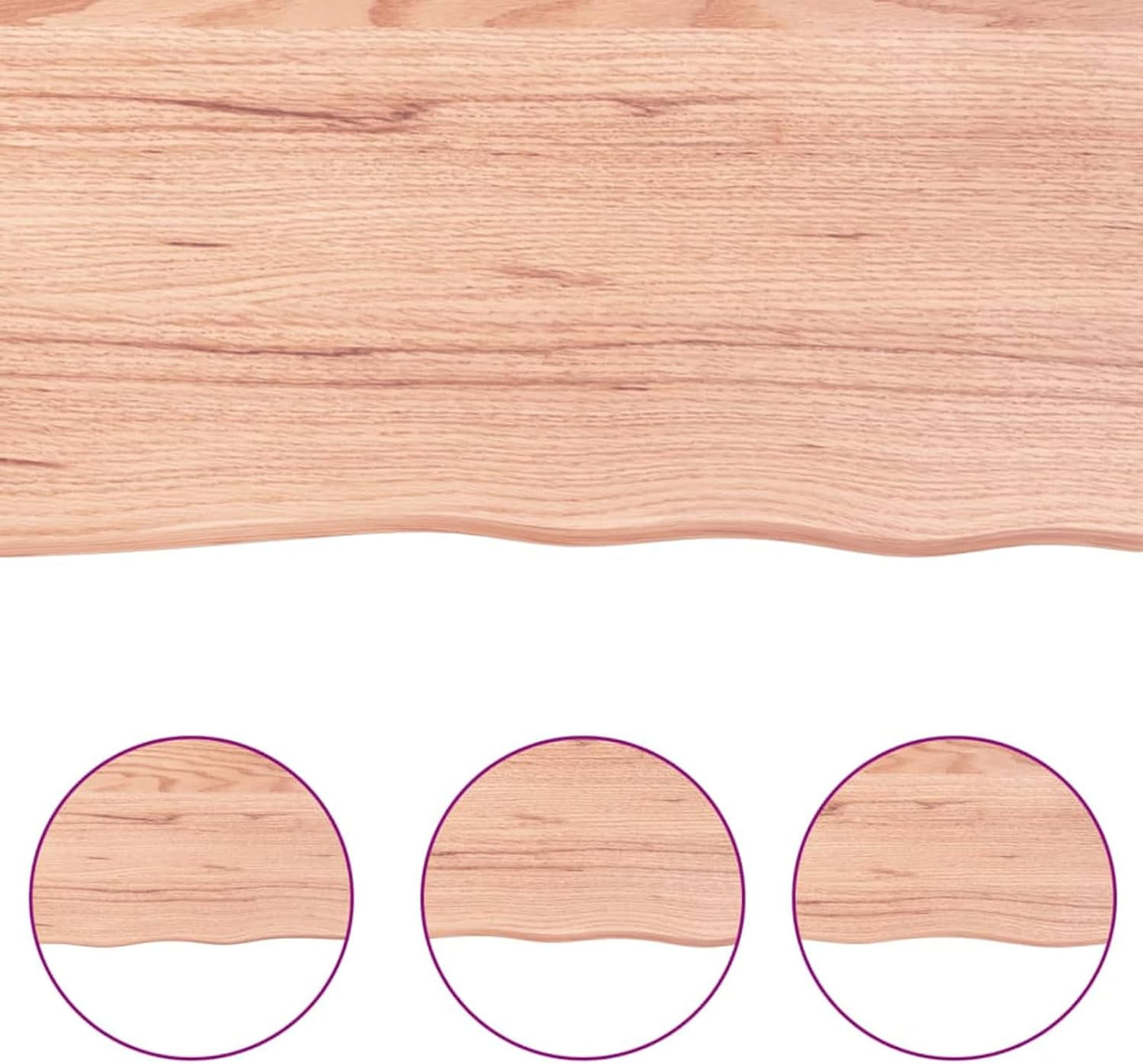 Light Brown Solid Wood Table Top 140 x 50 x (2-4) cm, Treated with Live Edge, Perfect for Kitchen Dining, Desk Surface, Replacement Tabletop, Versatile Use