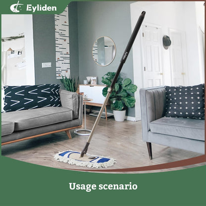 Eyliden Dust Mop with Reusable Washable Pads - One Touch Replacement, Height Adjustable Handle, Total 2 Mop Cloths, Wet Dry Mops for Floor Cleaning, Hardwood, Laminate, Tile Floor Push Dust Broom