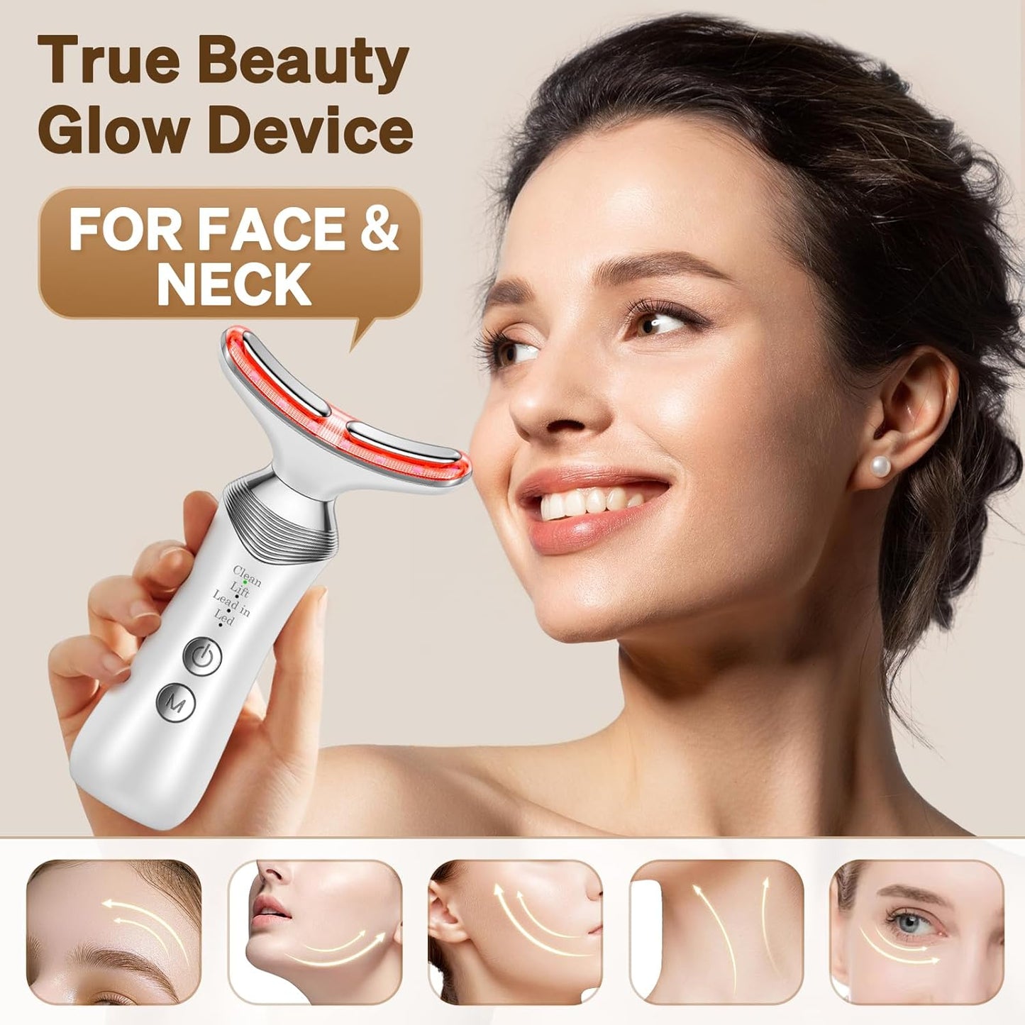 Facial Massager for Face and Neck, 7-in-1 Face Neck Massager Tool with 4 Modes, Beauty Device Facial Massage for at-Home Skin Care
