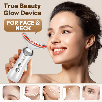 Facial Massager for Face and Neck, 7-in-1 Face Neck Massager Tool with 4 Modes, Beauty Device Facial Massage for at-Home Skin Care