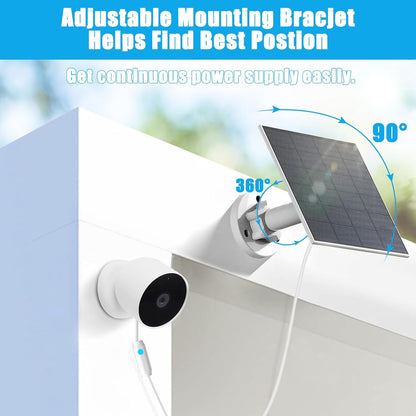 6W Solar Panel Compatible with Google Nest Camera Outdoor & Indoor (Battery Version), Solar Power Charger for Google Nest Cam with Indicator Light,13ft Cable IP66 Weatherproof Solar Panel