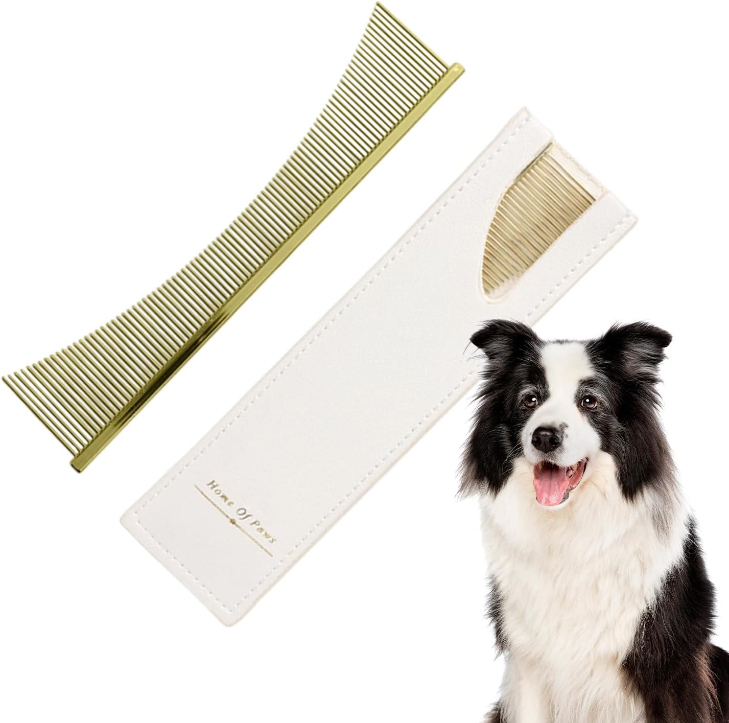 Flea Comb, Cat Grooming Brush, Professional Pet Dematting Tool, Tear Stain and Sensitive Skin Care, for Puppy Daily Brushing Routine, 16,6 x 3,5 x 0,1 cm Silver Gold