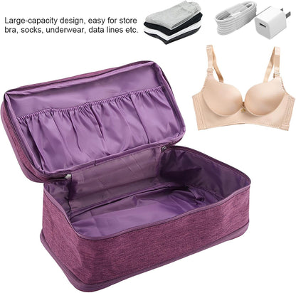 Travel Underwear Organizer, Portable Travel Storage Organizer Waterproof for Cosmetics, Toiletries, Hotel, Home, Bathroom, Airplane (Purple)