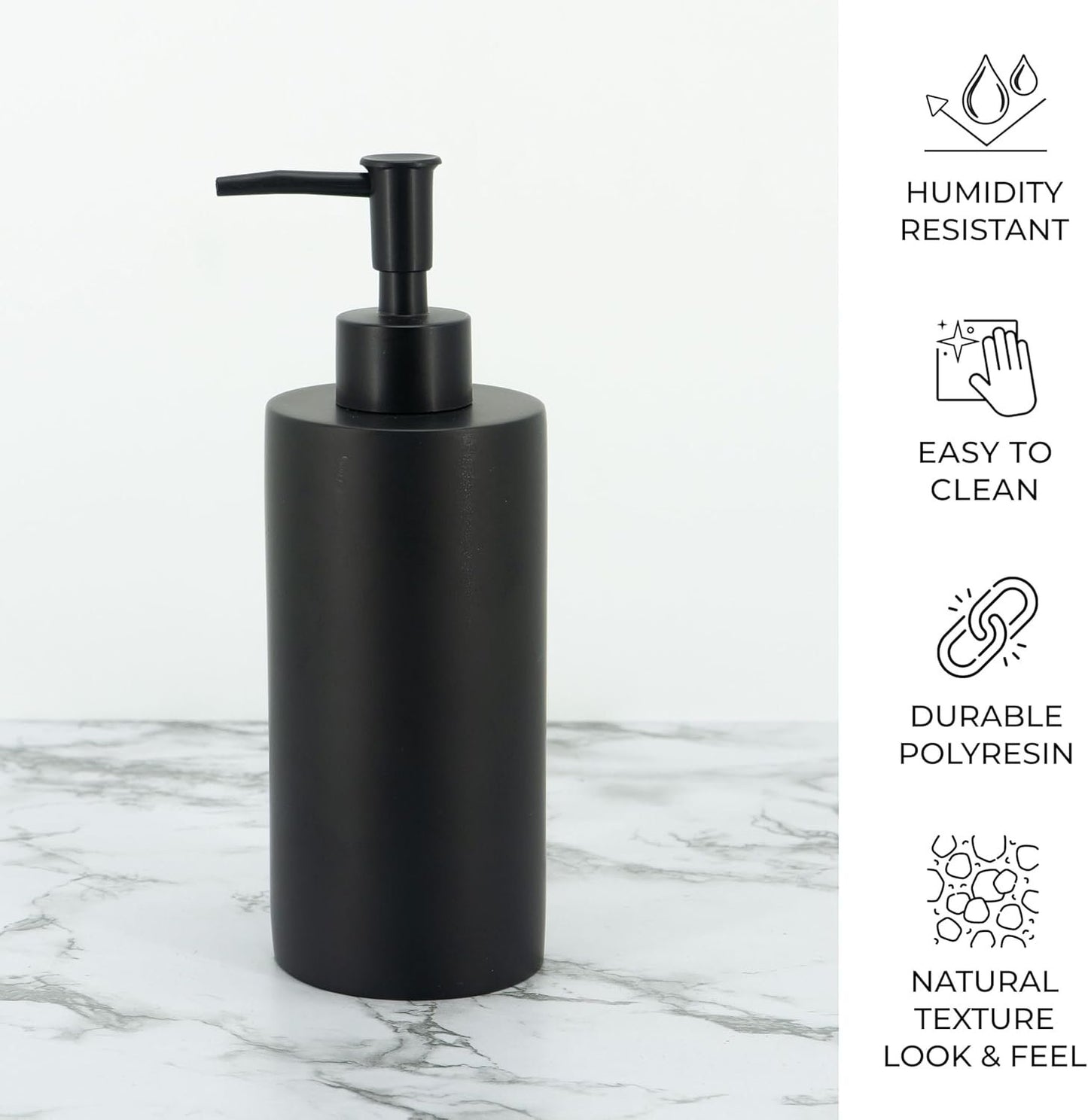 ZCCZ Bathroom Accessory Set, 4 Piece Matte Black Vanity Countertop Décor with Soap Dispenser, Toothbrush Holder, Tumbler, and Dish for Modern Home Styling and Functional Organization